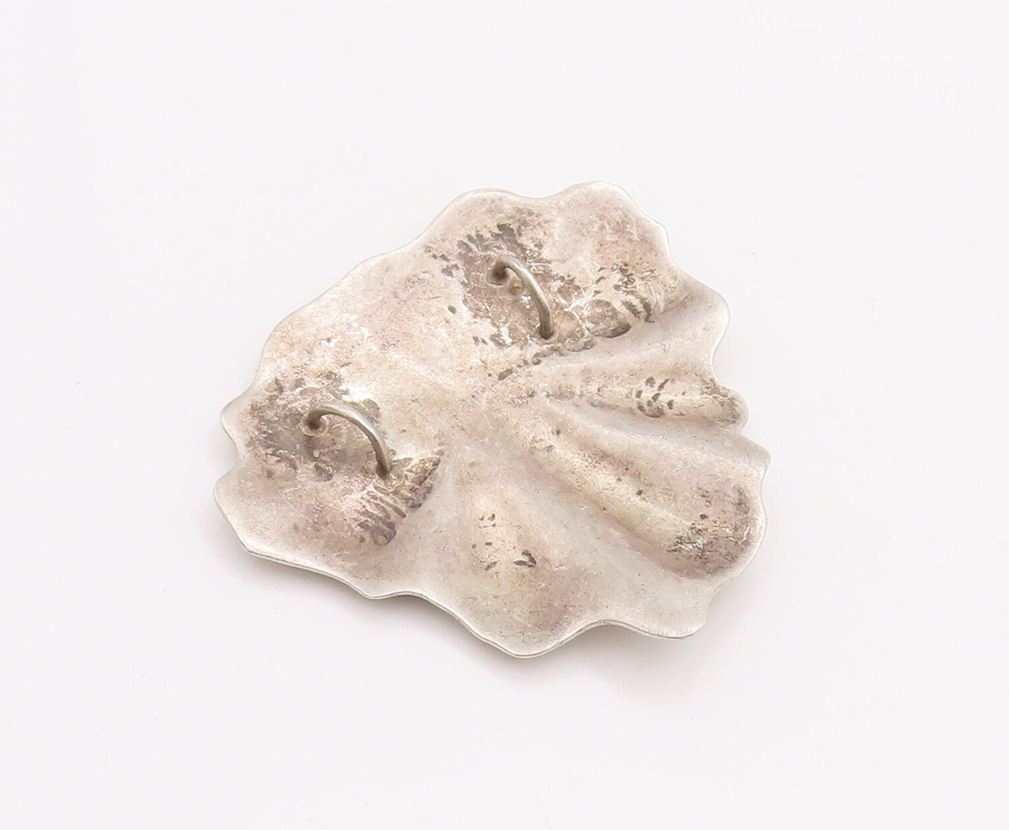 925 Sterling Silver Vintage Pendant Brutalist Solid Cutout Canadian Leaf PT23285