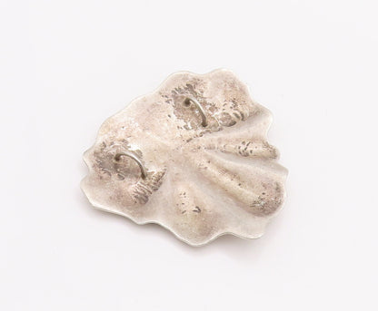 925 Sterling Silver Vintage Pendant Brutalist Solid Cutout Canadian Leaf PT23285