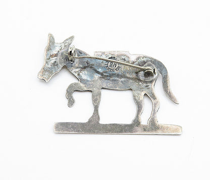 BM TAXCO 925 Silver  Vintage Etched Detail Donkey Motif Brooch Pin  BP2823