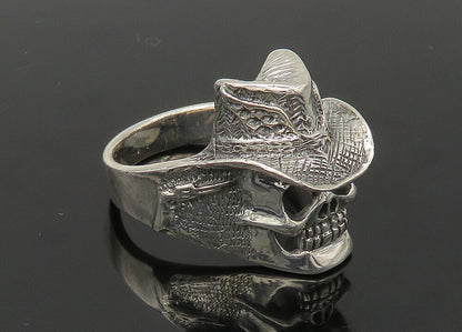 925 Sterling Silver  Vintage Skeleton Head Large Biker Ring Sz 11  RG22670