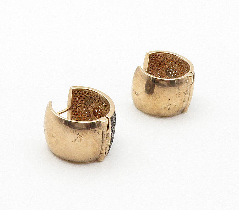 925  Silver  Vintage Genuine Diamonds Rose Gold Plated Hoop Earrings  EG7903