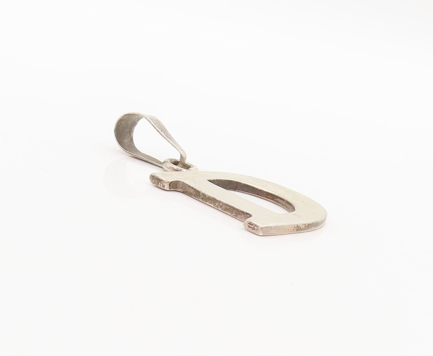 925 Sterling Silver Vintage Pendant Minimalistic Solid Cutout 'D' PT23333