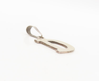 925 Sterling Silver Vintage Pendant Minimalistic Solid Cutout 'D' PT23333