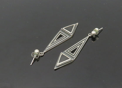 CAROLYN POLLACK 925 Silver  Vintage Black Onyx Oxidized Drop Earrings  EG10453