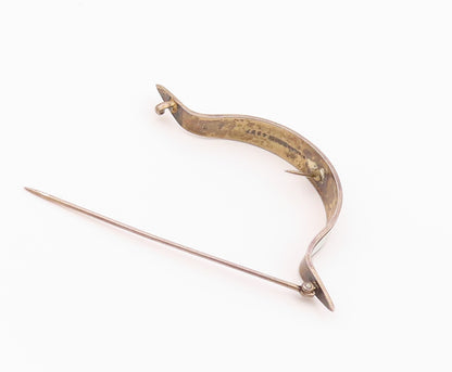 RB CO. 925 Sterling Silver  Vintage Enamel Floral Curved Clip Pin   TR3189