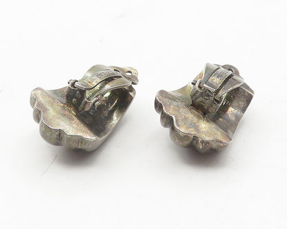 925 Sterling Silver  Vintage Dark Tone Curved Non Pierce Earrings  EG6071