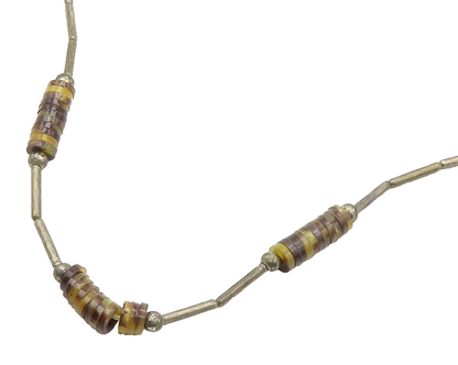 SOUTHWESTERN 925 Silver Vintage Brown Agate Beaded Chain Necklace NE2498