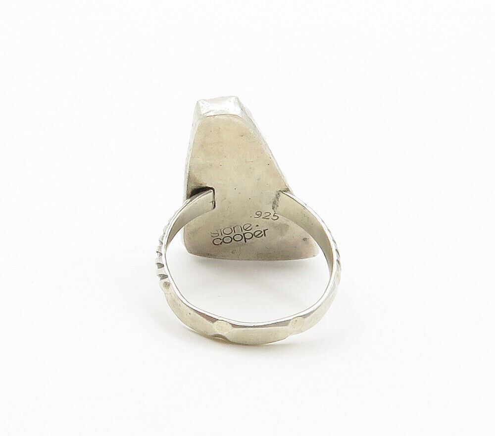 STONE COOPER 925 Silver  Vintage Rare Motor Agate Cocktail Ring Sz 9  RG16013