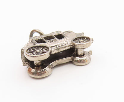925 Sterling Silver  Vintage Old Fashioned Carriage Dark Tone Pendant  PT15993