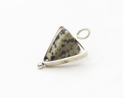 925 Sterling Silver  Vintage Spotted Jasper Triangle Drop Pendant  PT14016