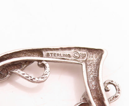 925 Sterling Silver Vintage Pendant Dark Tone Cutout Floral Heart  PT23753