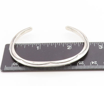 925 Sterling Silver Vintage Bracelet NAVAJO Minimalist Etched Wave Cuff  BT11901