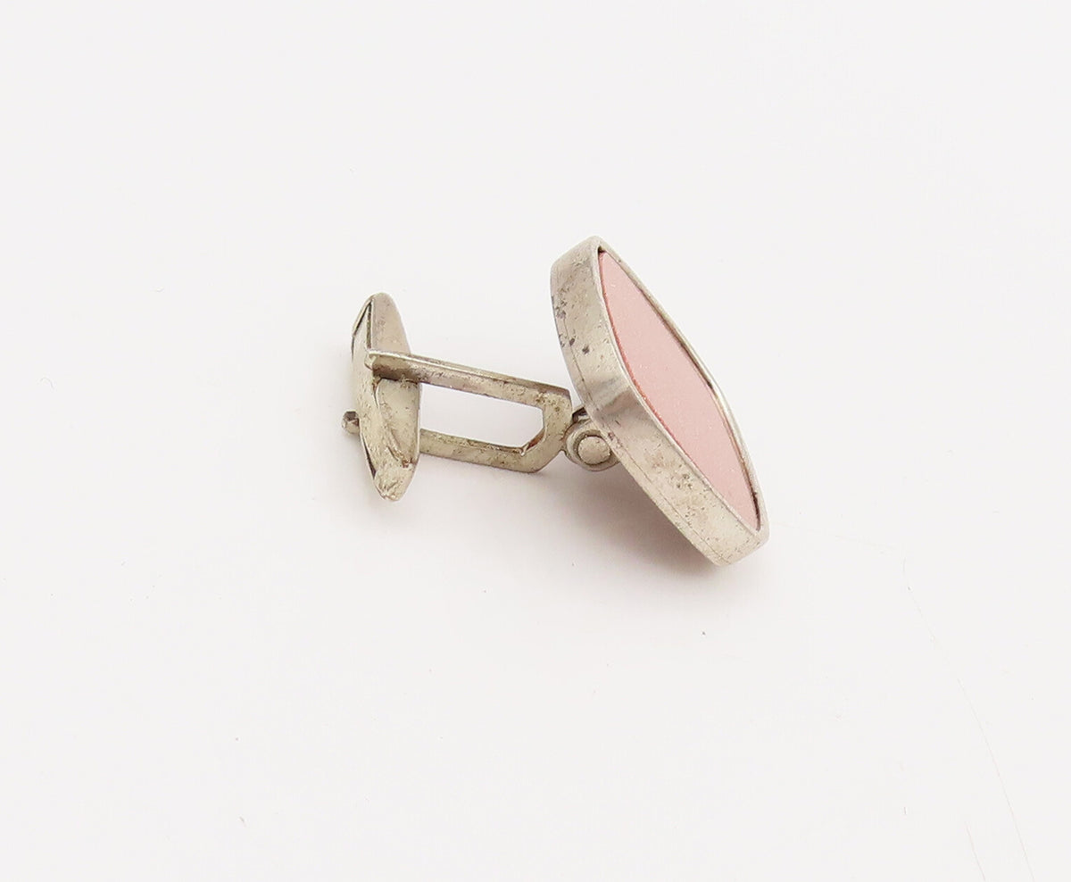 925 Sterling Silver  Vintage Minimalist Square Goldstone Cuff Links  TR3555