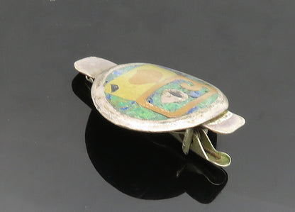 METALES MEXICO 925 Silver  Vintage Turquoise Two Tone Pattern Tie Clip  TR2736