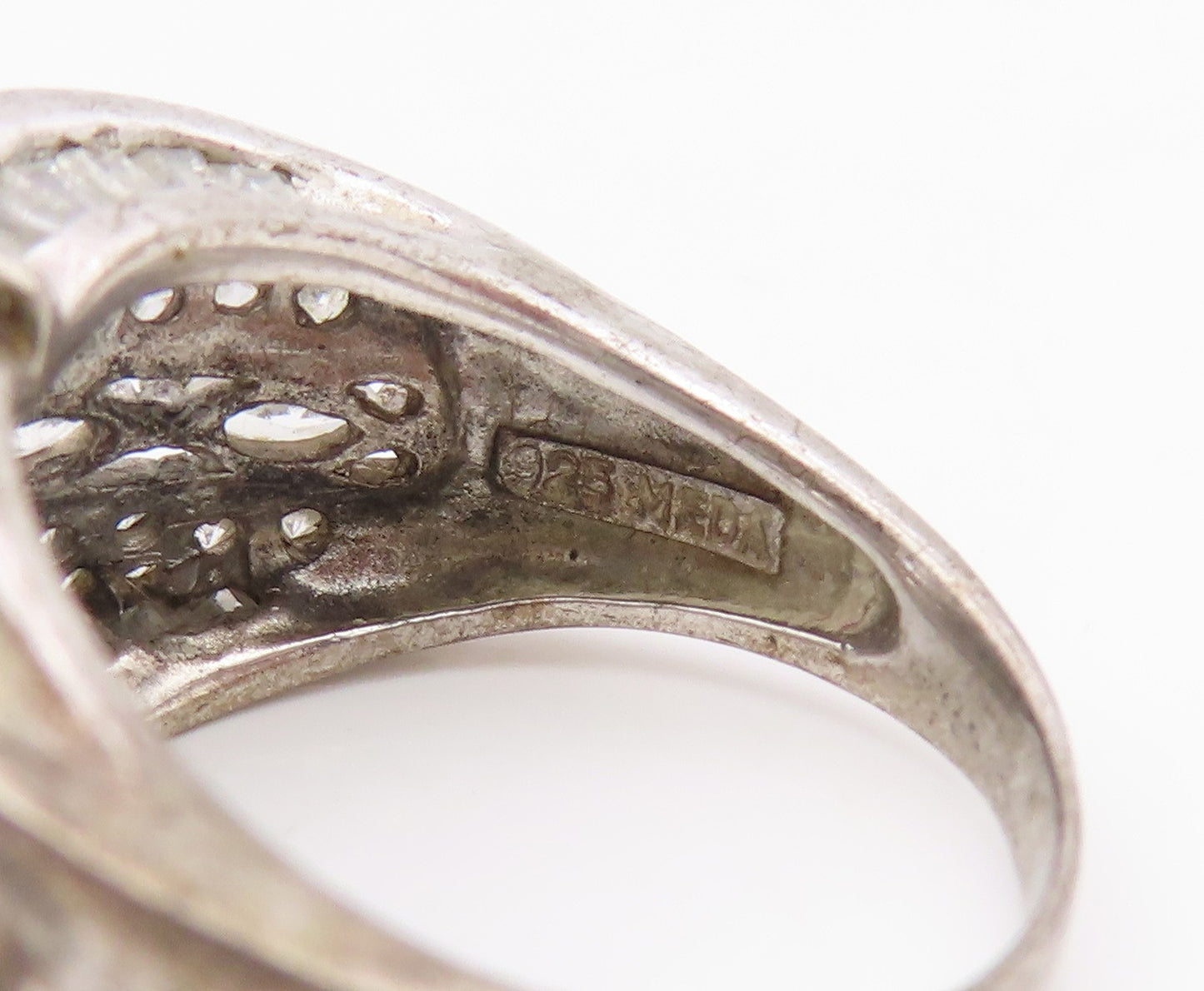 925 Sterling Silver Vintage Ring Multi Shape CZ Statement Band  Sz 7  RG35271