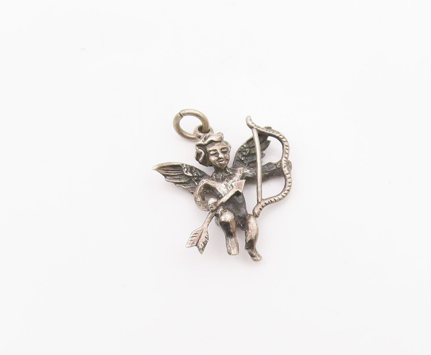 925 Sterling Silver  Vintage Baby Cupid With Bow & Arrow Pendant  PT21641