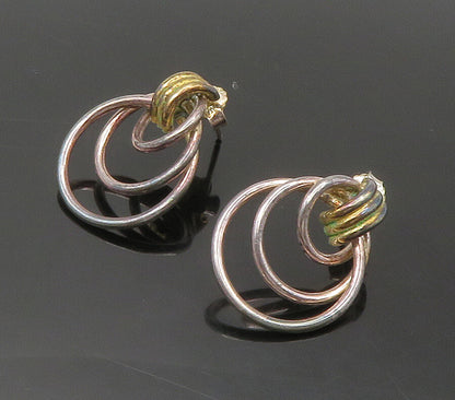 925 Sterling Silver  Vintage Graduated Open Circles Drop Earrings  EG7873