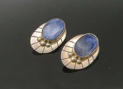 MEXICO 925 Sterling Silver  Vintage Sodalite Non Pierce Drop Earrings  EG11011