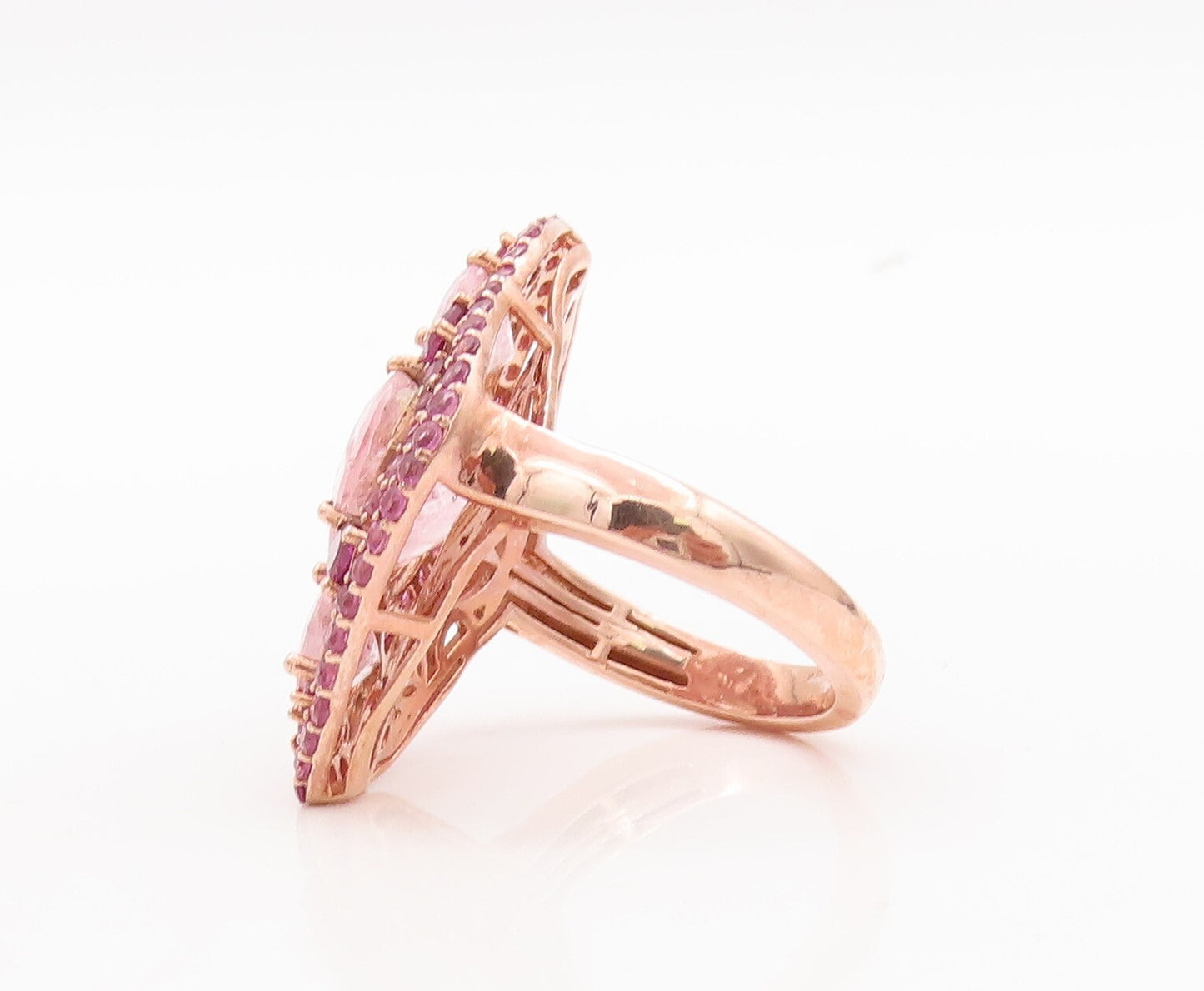 925 Sterling Silver Vintage Ring Rose Gold Plated Pink Topaz  Sz 8  RG29782
