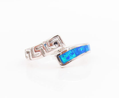 925 Sterling Silver Vintage Ring Designer Fire Opal Maze Key Cut  Sz 10  RG33209