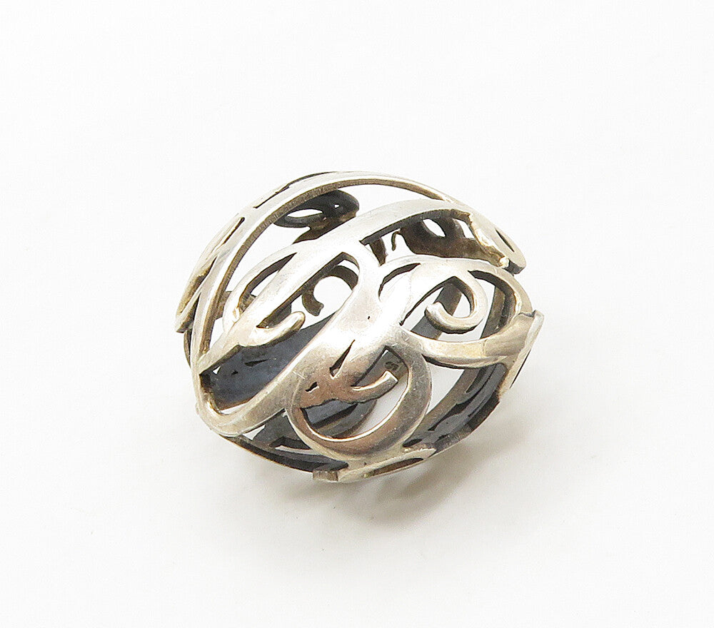 925 Sterling Silver  Vintage Shiny JPR Initials Cage Design Pendant  PT12297