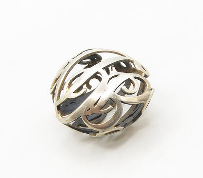 925 Sterling Silver  Vintage Shiny JPR Initials Cage Design Pendant  PT12297