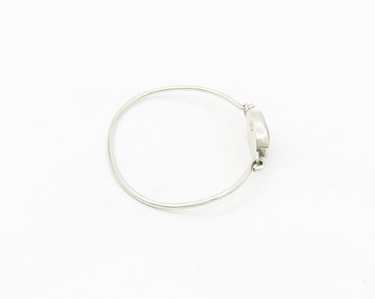 MEXICO 925 Silver  Vintage Cabochon Cut Hematite Hook Bangle Bracelet  BT6878