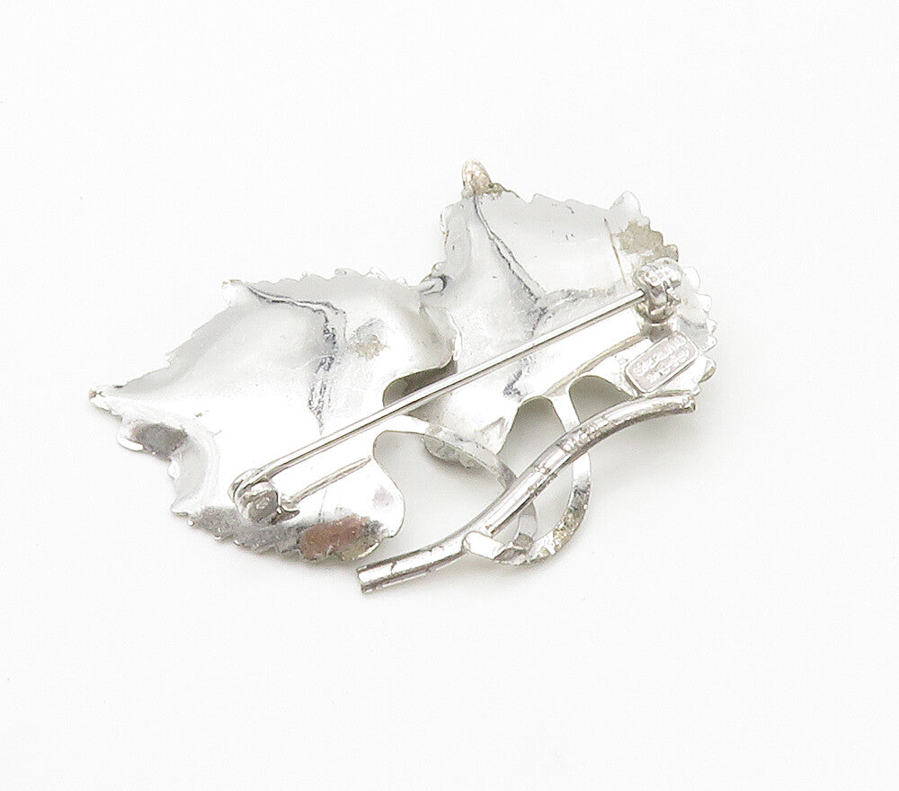 CARL ART 925 Silver  Vintage Petite Pearls Floral Leaves Brooch Pin  BP6001
