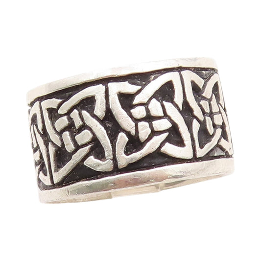 925 Sterling Silver Vintage Ring Celtic Knots Design Etched  Sz 10.5  RG32656