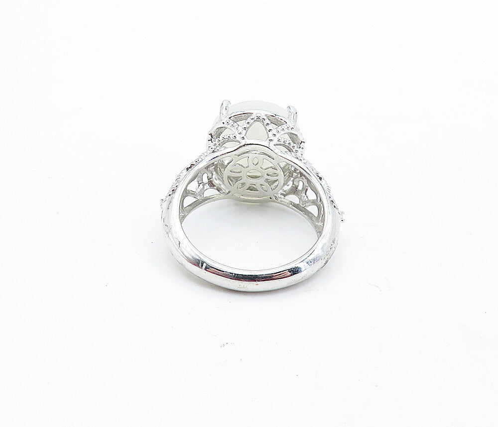 KARIS 925 Sterling Silver  Prong Set Milky Quartz Cocktail Ring Sz 6  RG7063
