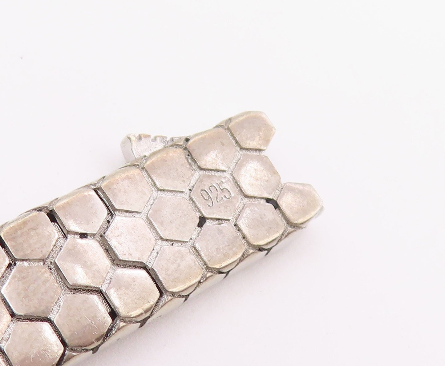 925 Sterling Silver Vintage Bracelet Classic Hexagonal Honeycomb Chain  BT12152