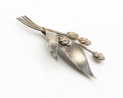 925 Sterling Silver  Vintage Petite Blue Topaz Flowers Brooch Pin  BP5645