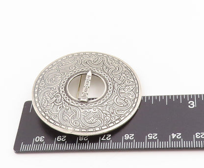 925 Sterling Silver Vintage Brooch SE SNORRE NORWAY Etched Disc Pin  BP12009