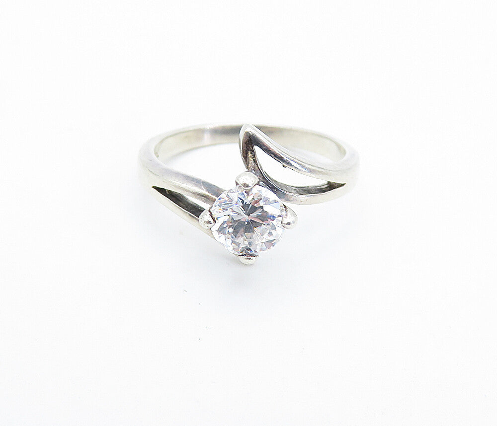 SETA 925 Sterling Silver  Vintage Cubic Zirconia Solitaire Ring Sz 9.5  RG6082