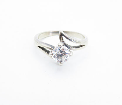 SETA 925 Sterling Silver  Vintage Cubic Zirconia Solitaire Ring Sz 9.5  RG6082