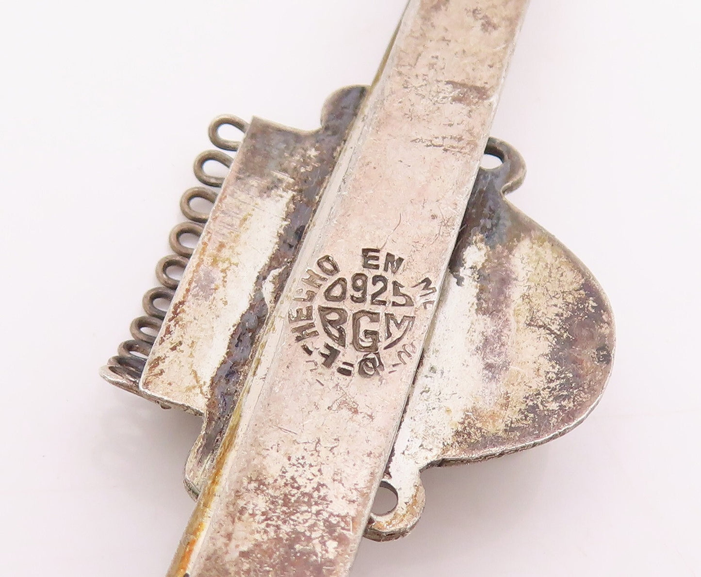 925 Sterling Silver Vintage Tie Clip Dark Tone Trible Man Face Carved  TR3871