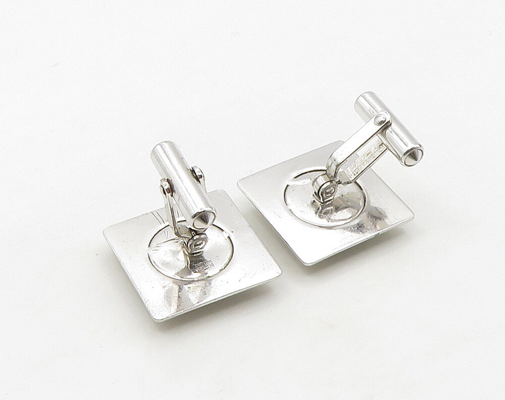 DESTINO 925 Sterling Silver  Vintage Black Onyx Shiny Square Cufflinks  TR2271