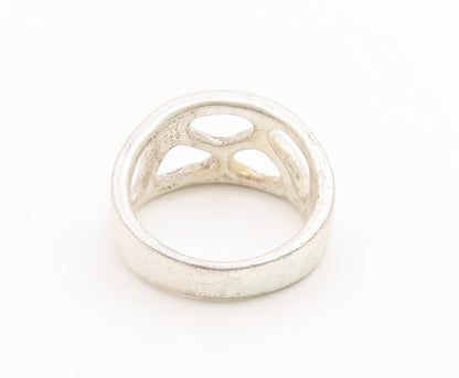 925 Sterling Silver Vintage Ring Chunky Geometric Cutout Band  Sz 7.5  RG36775