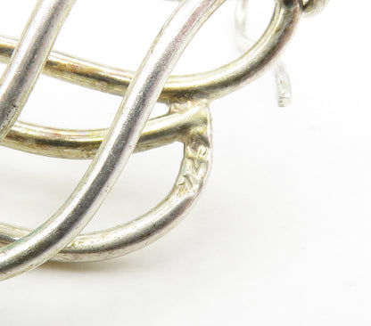 925 Sterling Silver  Vintage Shiny Open Swirl Design Dangle Earrings  EG8475