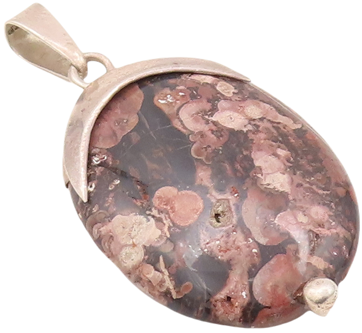 925 Sterling Silver Vintage Pendant Designer Large Cabochon Gemstone  PT23144