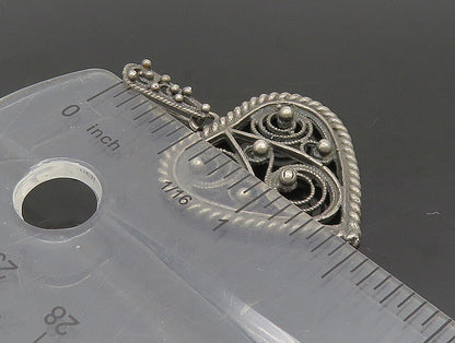 925 Sterling Silver  Vintage Beaded Twisted Spiral Love Heart Pendant  PT20154