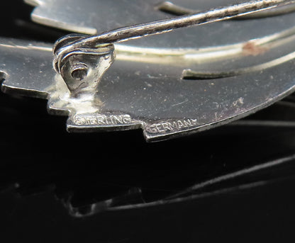 GERMANY 925 Silver  Vintage Textured Ribbon Bow Tie Dome Brooch Pin  BP9741