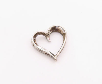 925 Silver  Vintage Genuine Black & White Diamonds Love Heart Pendant  PT10969