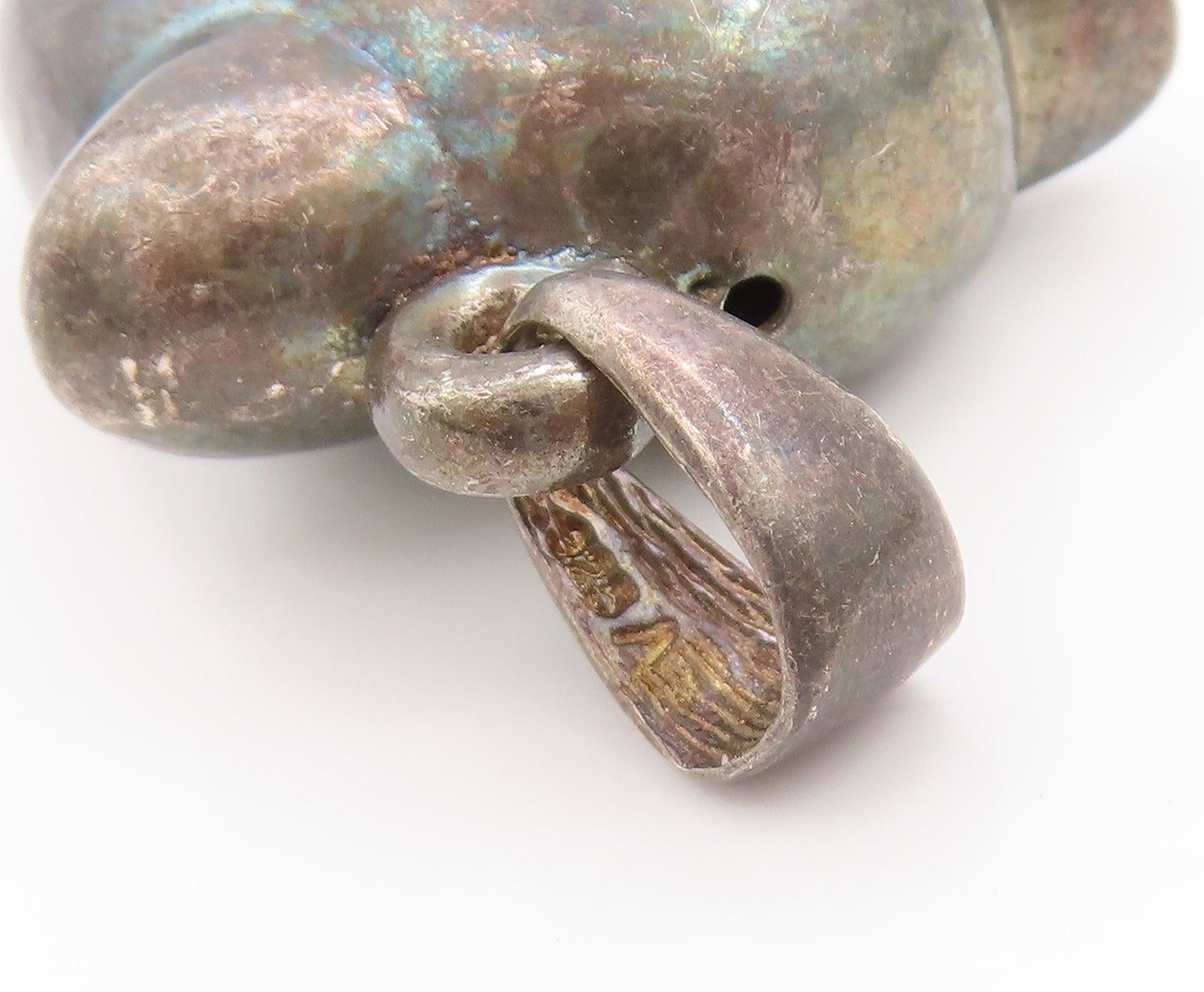 925 Sterling Silver Vintage Pendant Dark Tone Leaping Baby Dolphin Charm PT25029