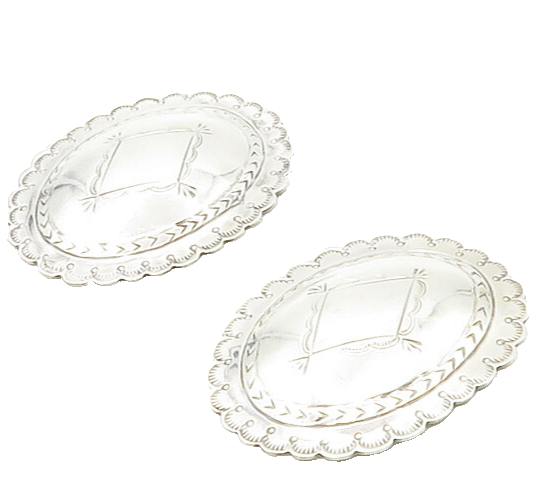 SOUTHWESTERN 925 Silver Vintage 2 Pcs Shiny Etched Belt Buckles TR2339