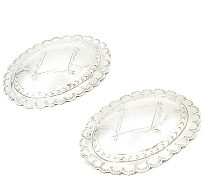 SOUTHWESTERN 925 Silver Vintage 2 Pcs Shiny Etched Belt Buckles TR2339