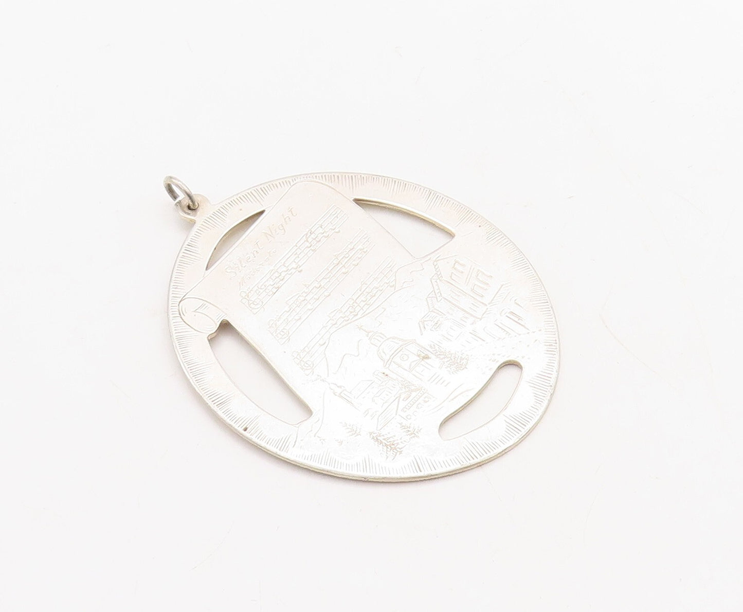 925 Sterling Silver Vintage Pendant LUNT Etched Christmas Wishes  PT23695