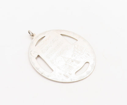 925 Sterling Silver Vintage Pendant LUNT Etched Christmas Wishes  PT23695