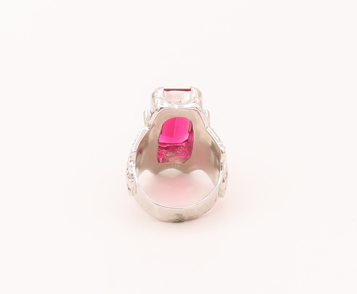 925 Sterling Silver Vintage Royal Design Lab Ruby Ring Sz 8.5  RG26607