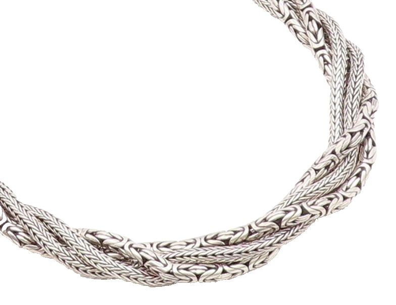 925 Sterling Silver Vintage Necklace BALI Dark Tone Designer Chains Twist NE4444